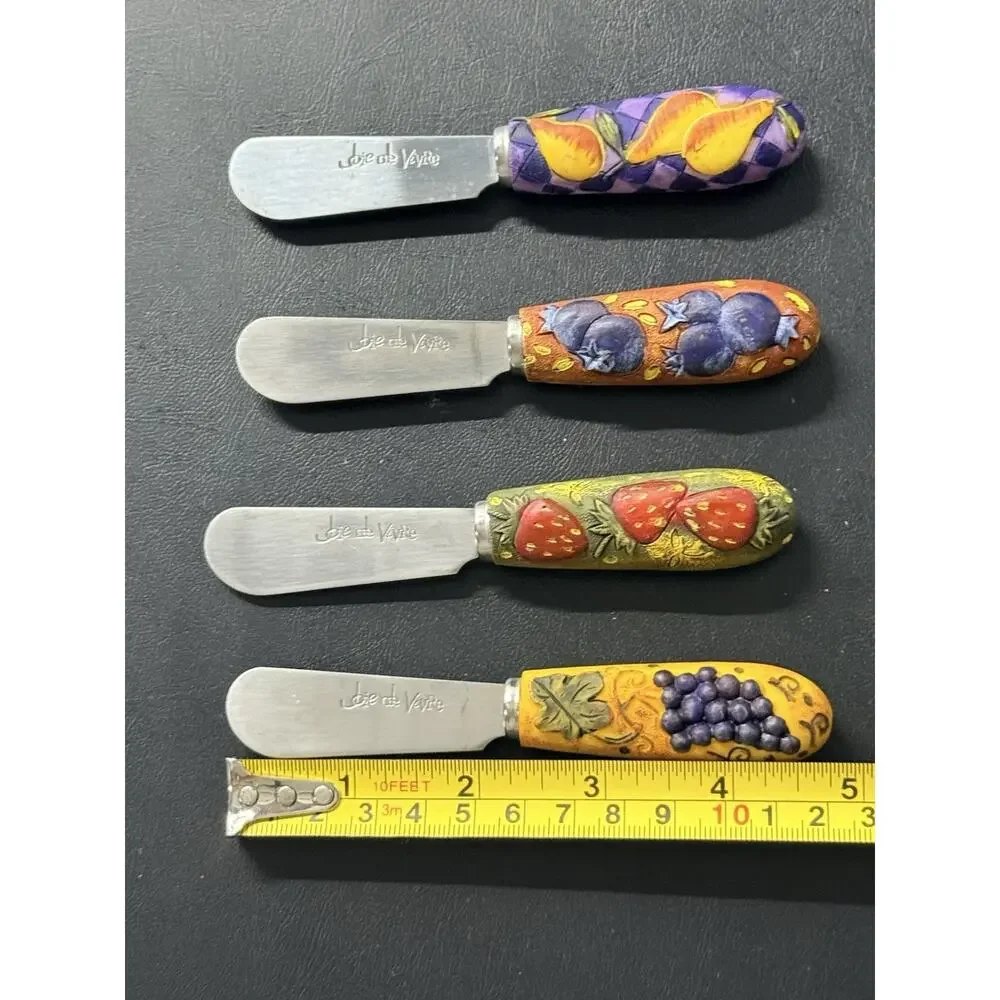 Joie de Vivre Fruit Theme Cheese Spreaders Butter Knives Set of 4